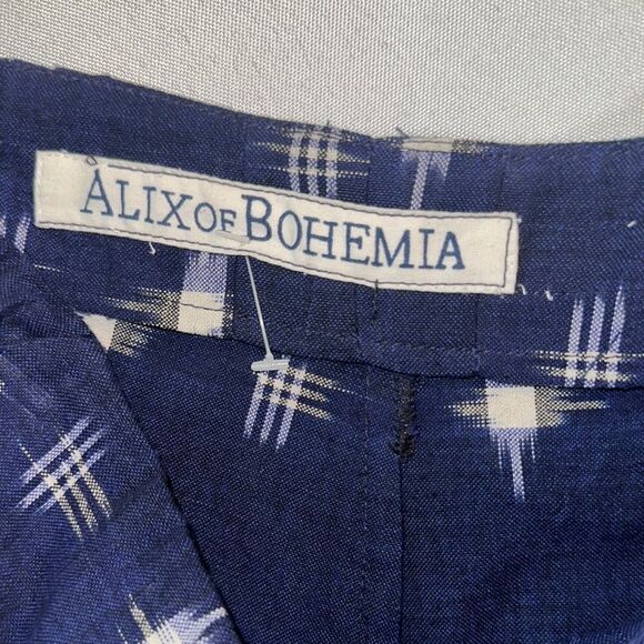 Alix of Bohemia Navy/White Patterned Linen Pants Size Medium - Picture 2 of 9